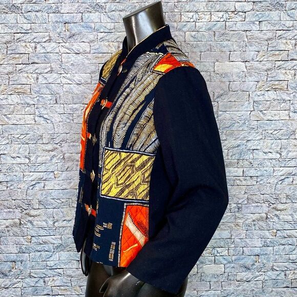 Nancy Bolen Funky Vintage Patchwork Blazer Women's Size Medium Button Down - Picture 2 of 6